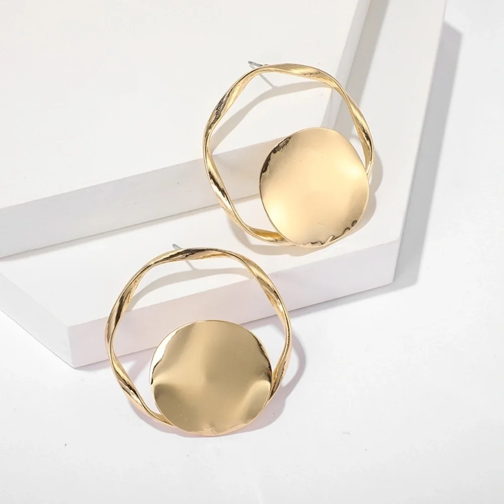 *AURIELIE* Gold Round Irregular Fashion Earrings